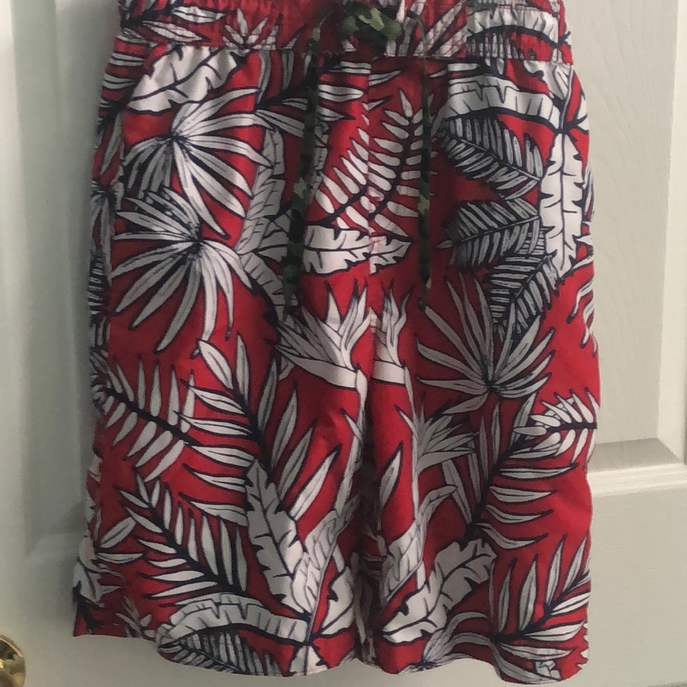 A Red And white bathing suit